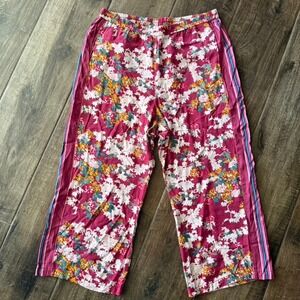 Anthropologie ett:twa Schuyler Floral Wide Leg Pant,Rose Pink,L